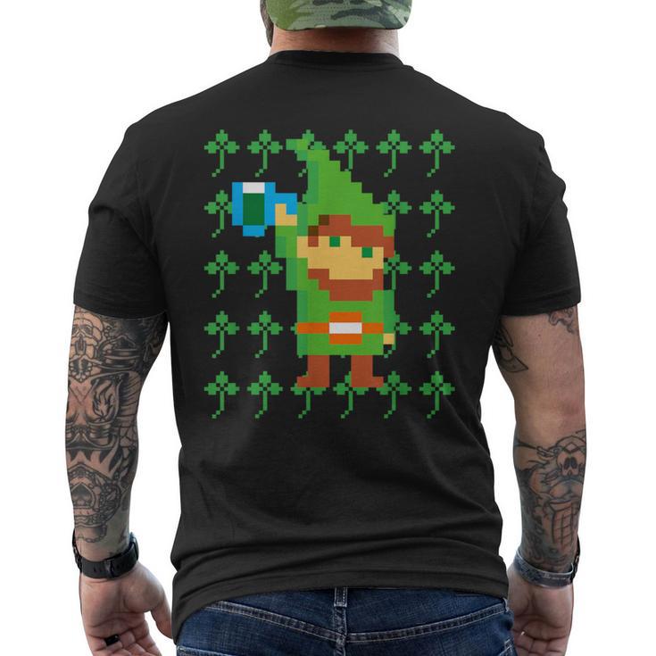 聖パトリックデー 乾杯 ピクセルアート シャムロック ドット絵 レトロゲーム メンズTシャツ バックプリント