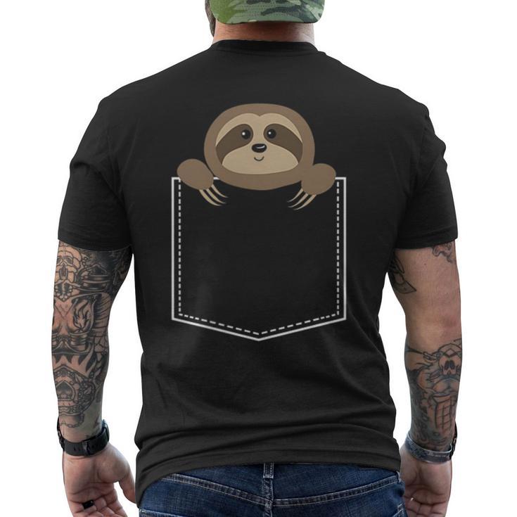 胸ポケット – フェイクポケットアニマルナマケモノ メンズTシャツ バックプリント