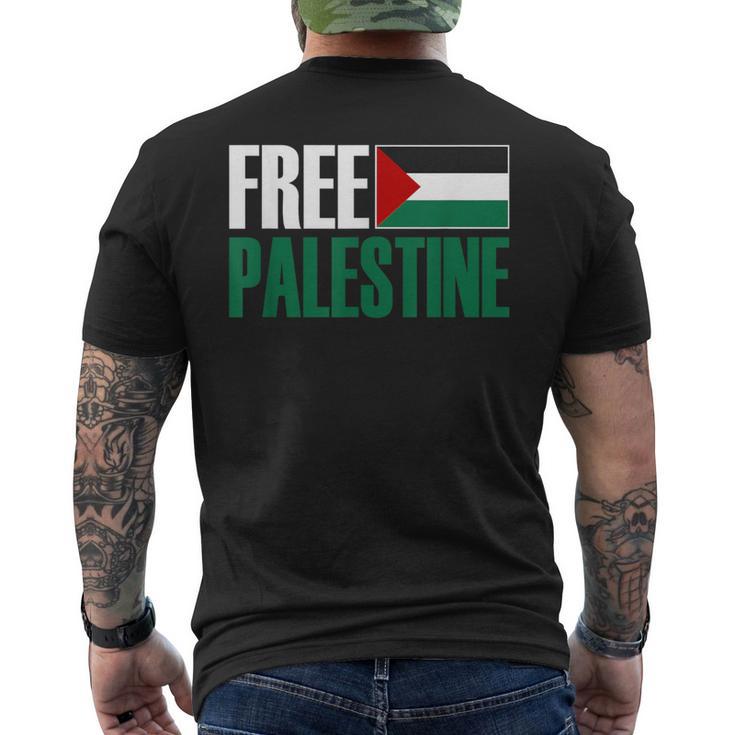 自由パレスチナ、ヘルプパレスチナ、パレスチナの旗 パレスチナ メンズTシャツ バックプリント