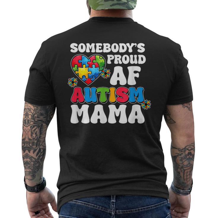 誰かの自慢の自閉症ママの自閉症啓発 メンズTシャツ バックプリント