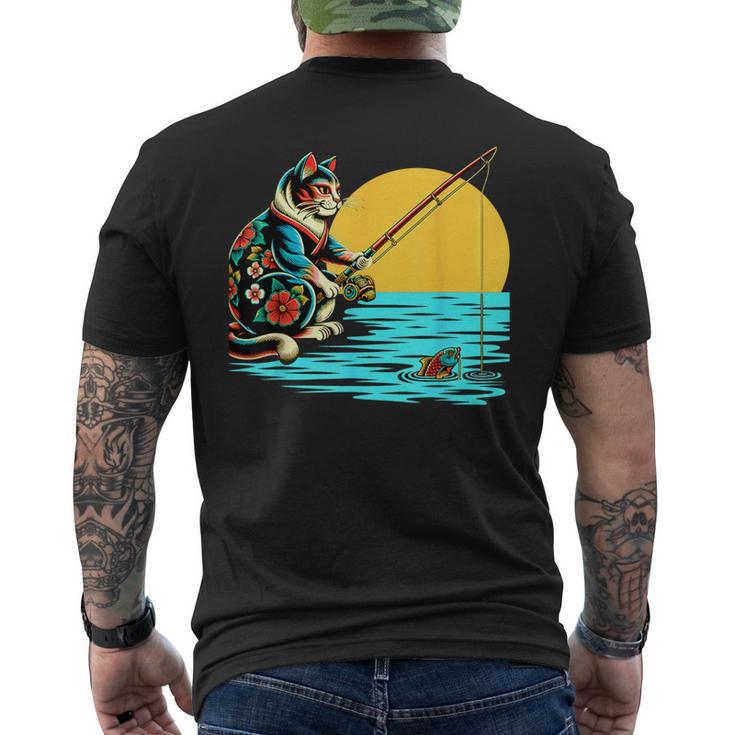釣り 猫 面白いtシャツ 釣りバカ 釣り人 メンズ おもしろ ネタ 面白い 服 オリジナル 海釣り 川釣り メンズTシャツ バックプリント