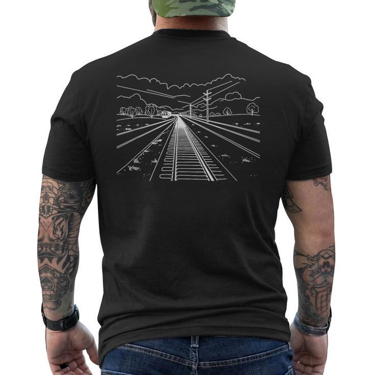 鉄道路線アート 鉄道マニア メンズTシャツ バックプリント