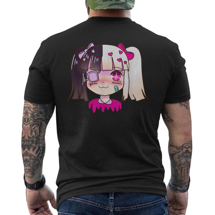 闇カワイイ・サドアニメ少女パステルゴス・メンヘラ メンズTシャツ バックプリント