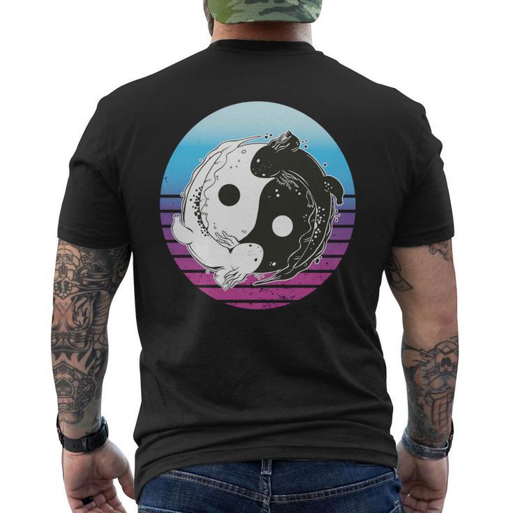 陰陽ウーパールーパー アート グラフィック アニメ ウーパールーパー 恋人 日本語 長袖tシャツ メンズTシャツ バックプリント