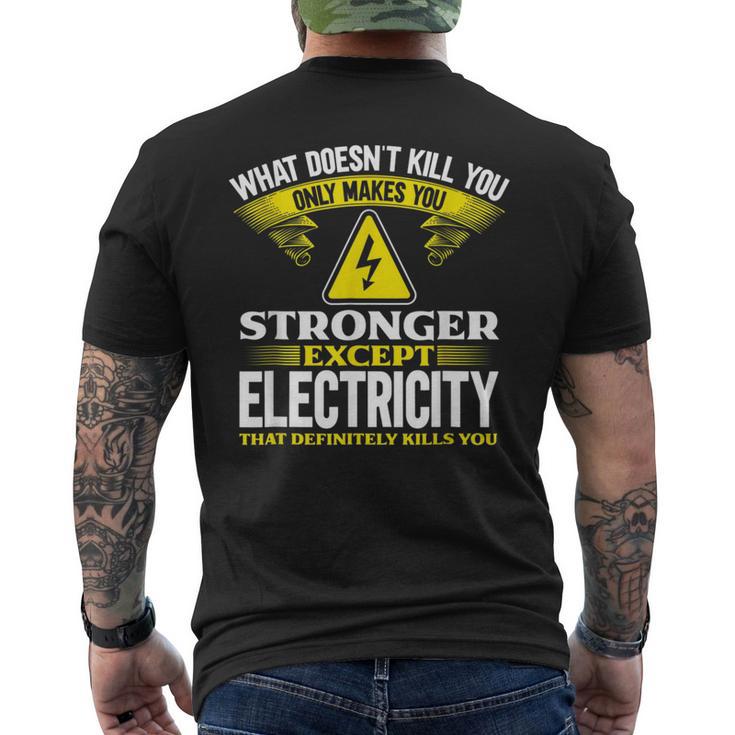 メンズ 電気工事士 面白い ラインマン メンズTシャツ バックプリント