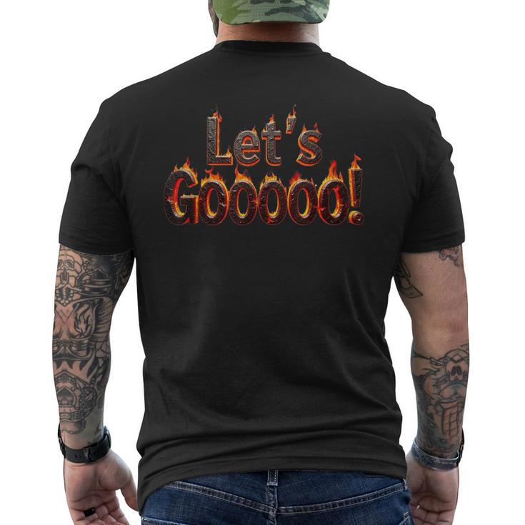 面白い3dテキスト 面白い Let's Go 引用句 人々 Lets Go メンズTシャツ バックプリント