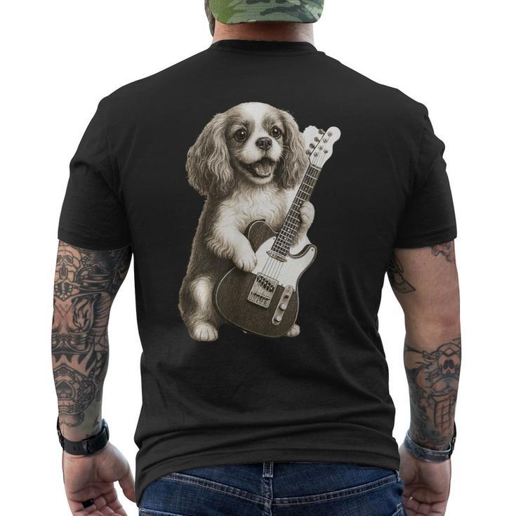 面白いtシャツ キャバリア 犬 ギター イヌ メンズ 犬好き グッズ かわいい おもしろ 面白い 服 ネタ メンズTシャツ バックプリント