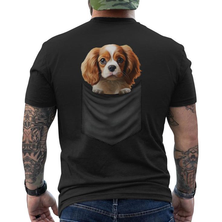 面白いtシャツ キャバリア 胸 ポケット イヌ わんこ メンズ 犬好き グッズ おもしろ 面白い 服 ネタ 長袖tシャツ メンズTシャツ バックプリント