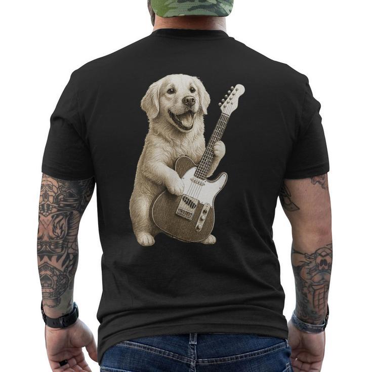 面白いtシャツ ゴールデンレトリバー 犬 ギター イヌ メンズ グッズ かわいい おもしろ 面白い 服 ネタ メンズTシャツ バックプリント