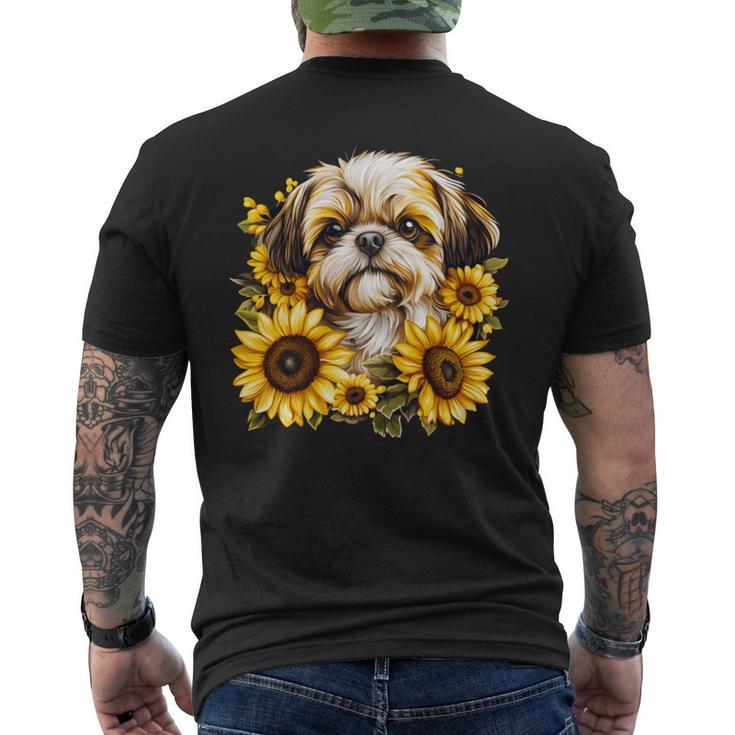 面白いtシャツ シーズー ひまわり わんこ メンズ 犬好き グッズ かわいい おもしろ 面白い 服 ネタ 長袖tシャツ メンズTシャツ バックプリント