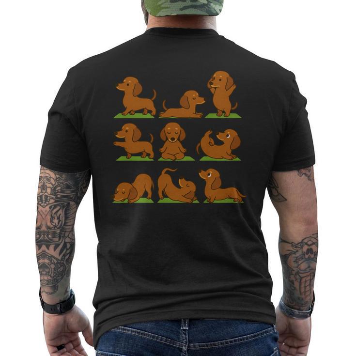 面白いtシャツ ダックスフンド ヨガ イヌ メンズ 犬好き グッズ かわいい おもしろ 面白い 服 ネタ 長袖tシャツ メンズTシャツ バックプリント
