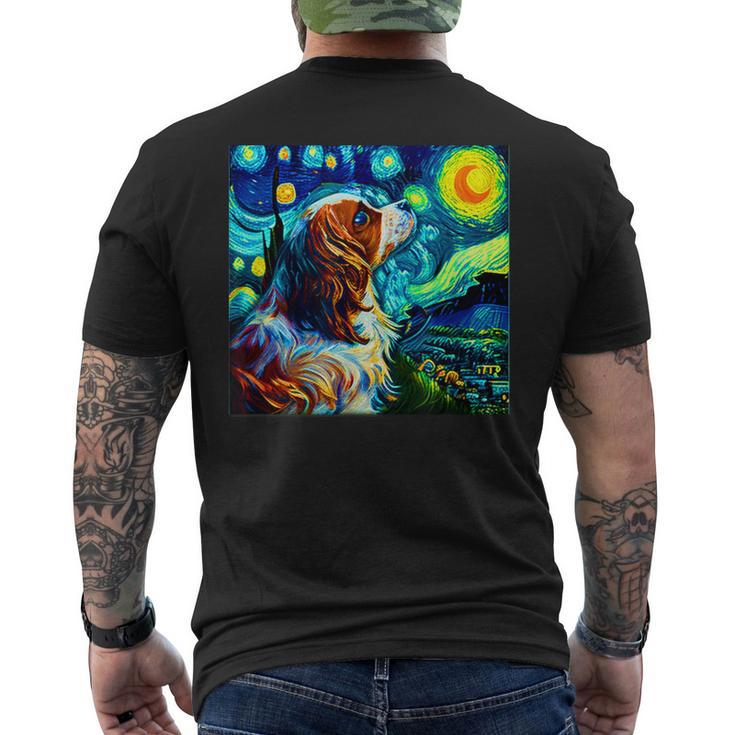 面白いtシャツ 犬 キャバリア ゴッホ 星月夜 わんこ メンズ おもしろ グッズ 服 かわいい メンズTシャツ バックプリント