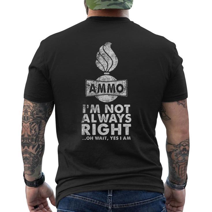 面白いusaf 弾薬tシャツ I'm Not Always Right Oh Wait Yes I Am メンズTシャツ バックプリント