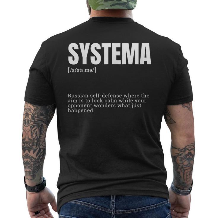 面白いシステマ格闘技愛好家の定義 メンズTシャツ バックプリント