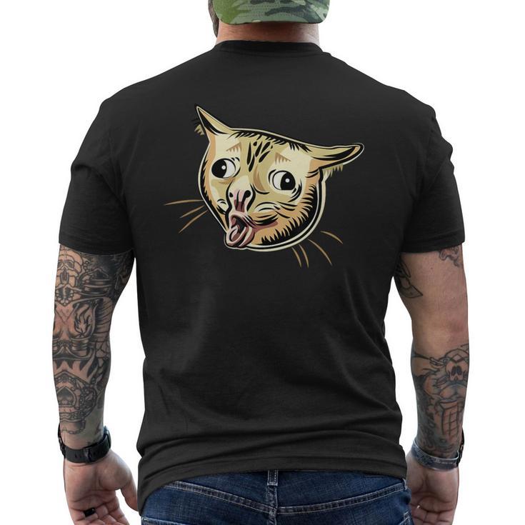 面白い咳き猫のミーム メンズTシャツ バックプリント