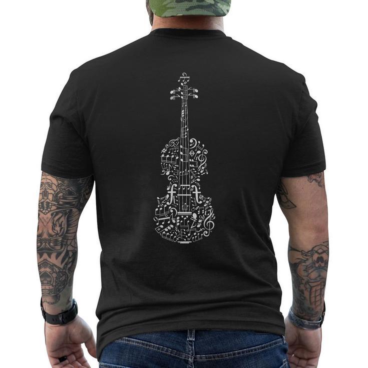 面白い音符 バイオリン キュート バイオリン ミュージシャンバイオリン メンズTシャツ バックプリント
