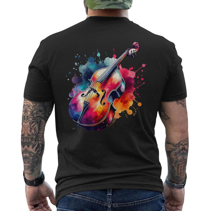 鮮やかなコントラバス アートワーク メンズTシャツ バックプリント