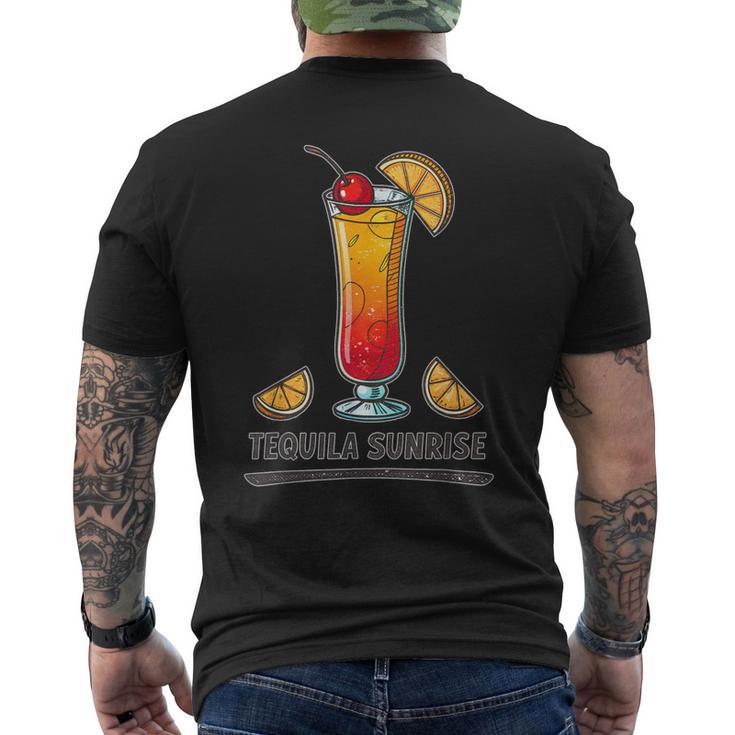 鮮やかなテキーラの日の出ドリンクイラスト メンズTシャツ バックプリント