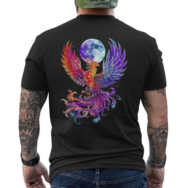 鳳凰 満月 鳥 神話 鳥 若返り メンズTシャツ バックプリント