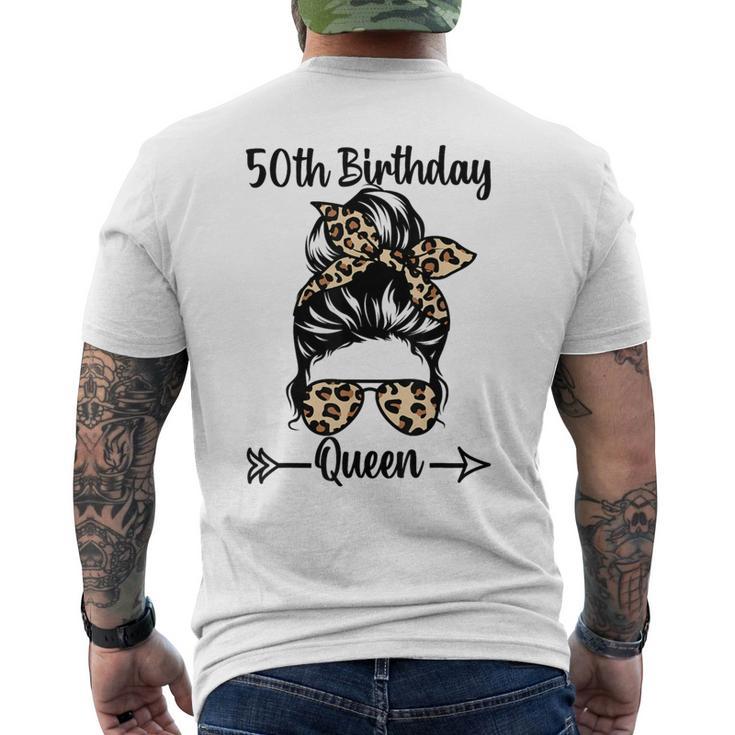 50歳の誕生日 クイーン Happy 50歳 散らかったパンヒョウ メンズTシャツ バックプリント