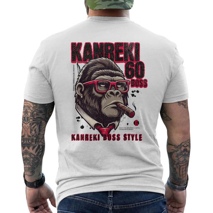 60歳 還暦祝い 長寿祝い 面白い還暦 還暦boss！人生これからが本番だ！ メンズTシャツ バックプリント