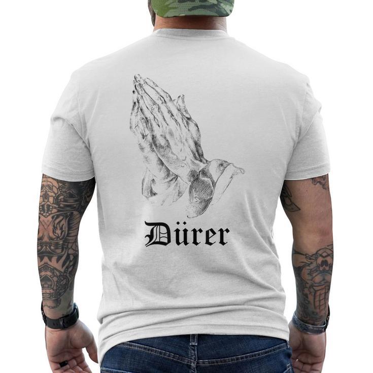 Albrecht Dürer Durer クリスチャンアート 祈りの手 ホワイト メンズTシャツ バックプリント