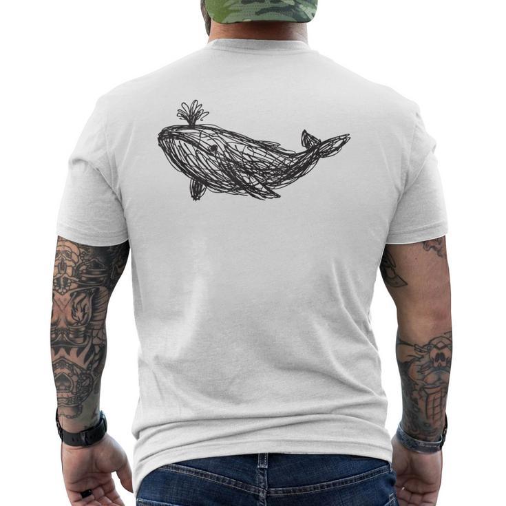 Ballena Boceto Ballena Azul Océano In Mangas Camiseta Hombre Estampado Espalda