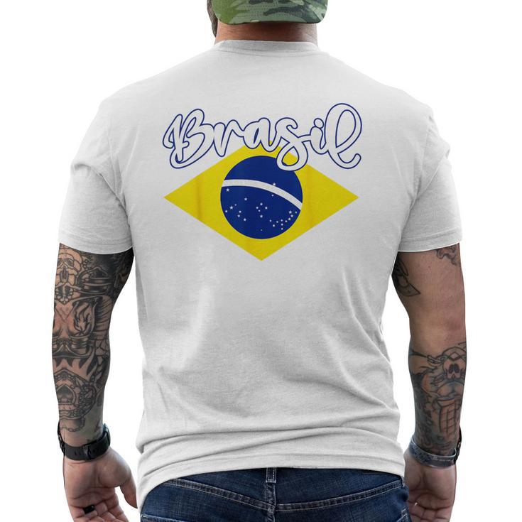 Brazilian Flag Colors National Brazil Brasil メンズTシャツ バックプリント