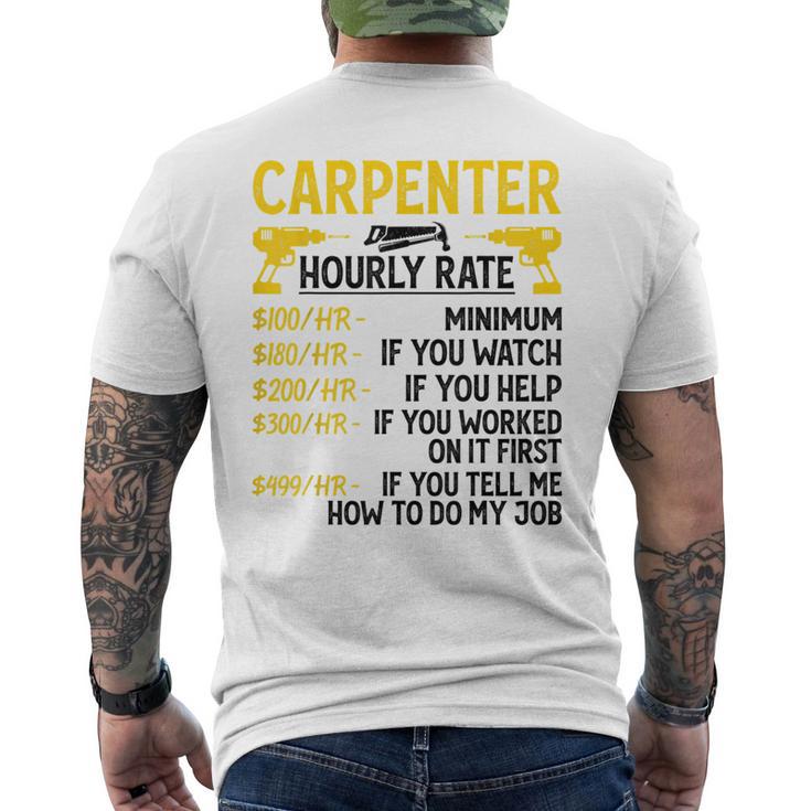 メンズ Carpenter Hourly Rate For Woodworker Carpenter Retro メンズTシャツ バックプリント