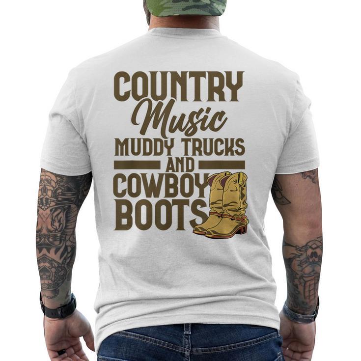 Country Music マディトラックとカウボーイブーツ ウェスタンusa メンズTシャツ バックプリント