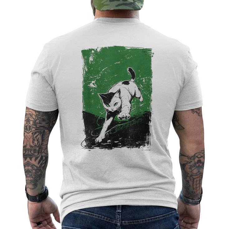 Dim The Lights 012 メンズ ロック ライブ フェス バンド 音楽 おしゃれ キッズ 猫 Cat メンズTシャツ バックプリント