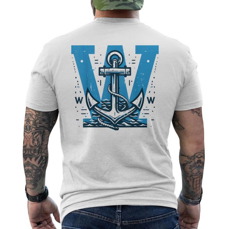 Divertidoelero Azul W Anchor Camiseta Hombre Estampado Espalda