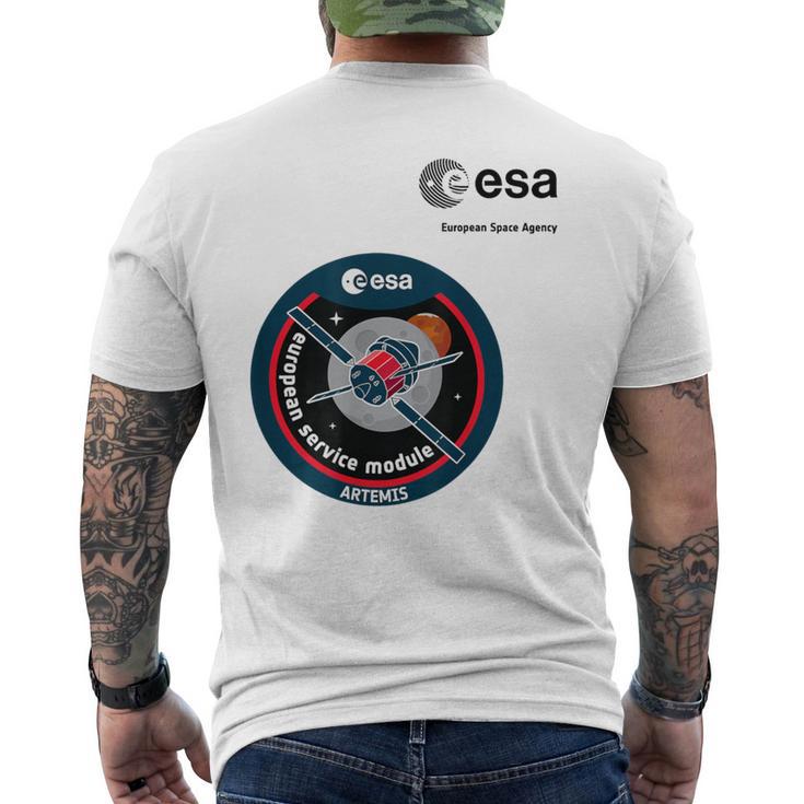 Esa欧州宇宙機関ミッションesmアルテミスパッチ メンズTシャツ バックプリント