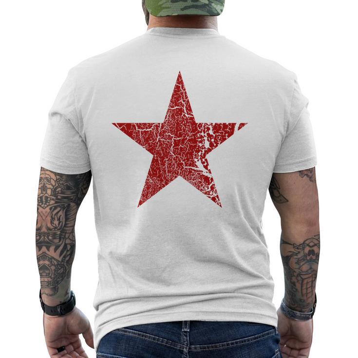 Estrella Roja Envejecida Grunge Estrella Roja De Colorintage Camiseta Hombre Estampado Espalda