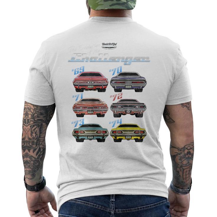 Evolution Of The Challenger、ホットロッド、マッスルカー、マグナム、RTe メンズTシャツ バックプリント
