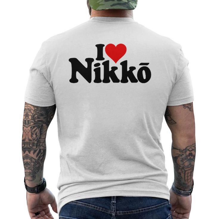 I Love Heart Nikko Japan 栃木県 メンズTシャツ バックプリント