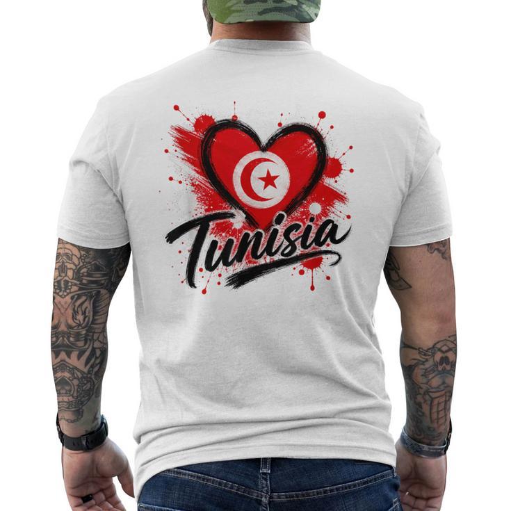 I Love Tunisia 旅行旗 ハート ツーリスト バケーション デザイン メンズTシャツ バックプリント
