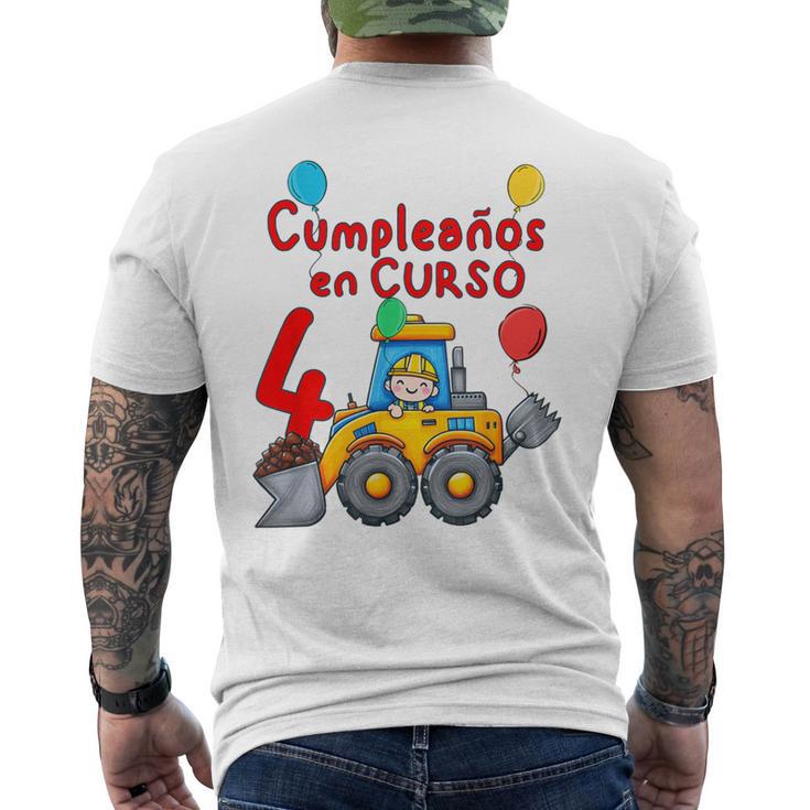 Niño 4 Años Con Tractor Excavadora Cumpleaños Camiseta Hombre Estampado Espalda