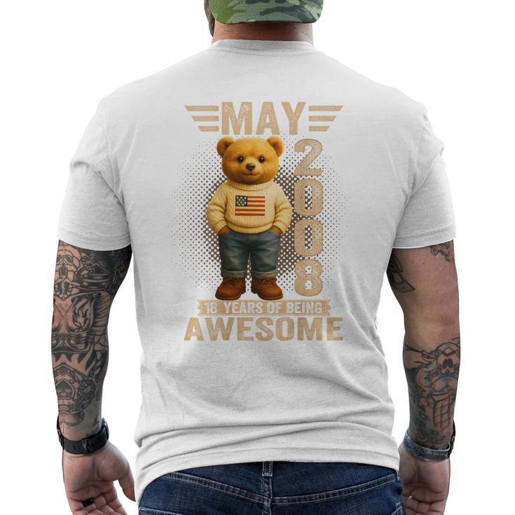 On Back 18歳 2008年5月 テディベア 18歳の誕生日 メンズTシャツ バックプリント