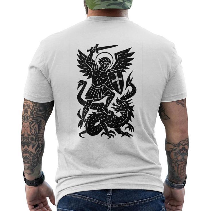 San Jorge Y El Dragón -Anto Católico Ortodoxo Camiseta Hombre Estampado Espalda