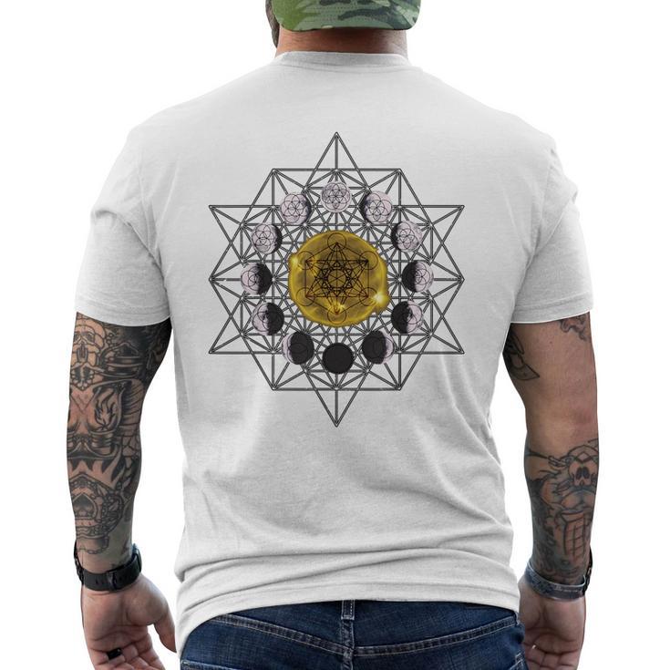 Sol Y Luna Fases Cubo De Metatrón Flor De Laidaagrada Camiseta Hombre Estampado Espalda