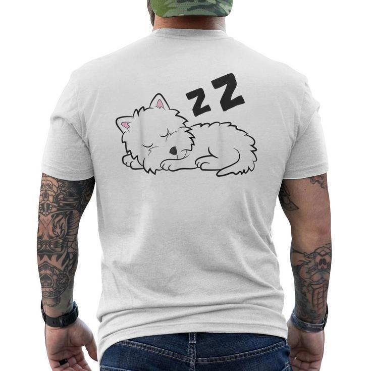 West Highland ホワイトテリア 犬 眠っているかわいいウェスティー メンズTシャツ バックプリント