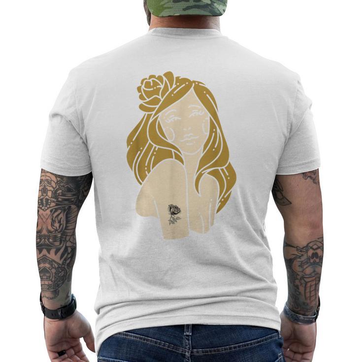かわいいタトゥーガールファニーユニセックスデザインメンズレディースtシャツ メンズTシャツ バックプリント