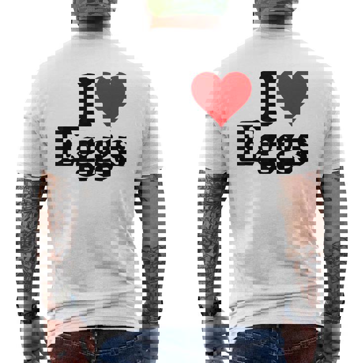 アイラブエッグアイハートエッグ メンズTシャツ バックプリント