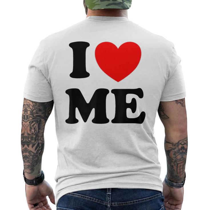 アイ・ラヴ・ミーシャツ I レッド・ハート・ミーアイ・ラヴ・マイセルフ & アイ・ファニー メンズTシャツ バックプリント