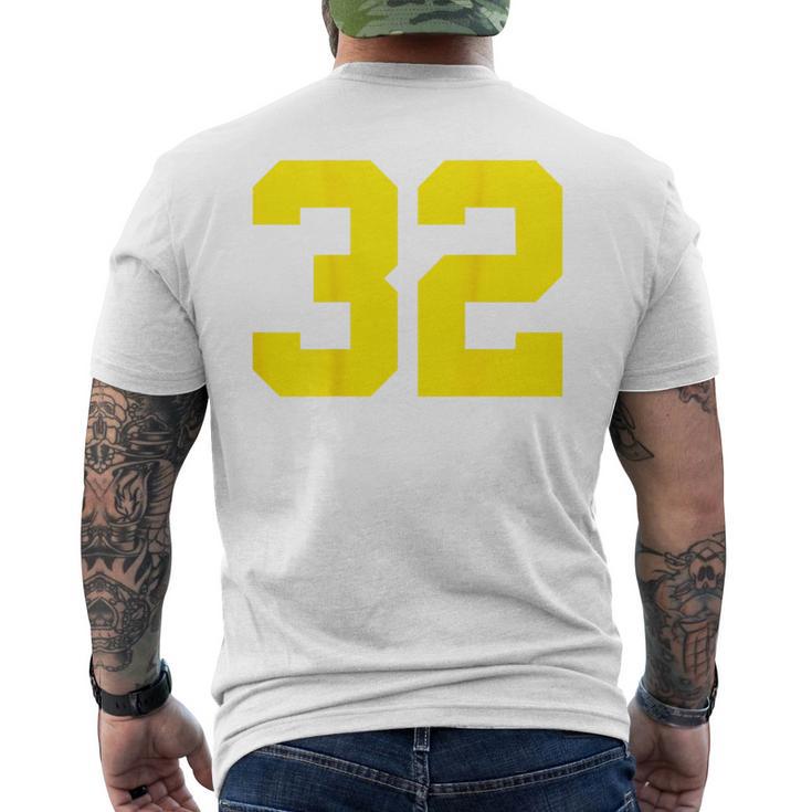 イエローナンバー32 背面 スポーツチーム ジャージ番号 メンズTシャツ バックプリント