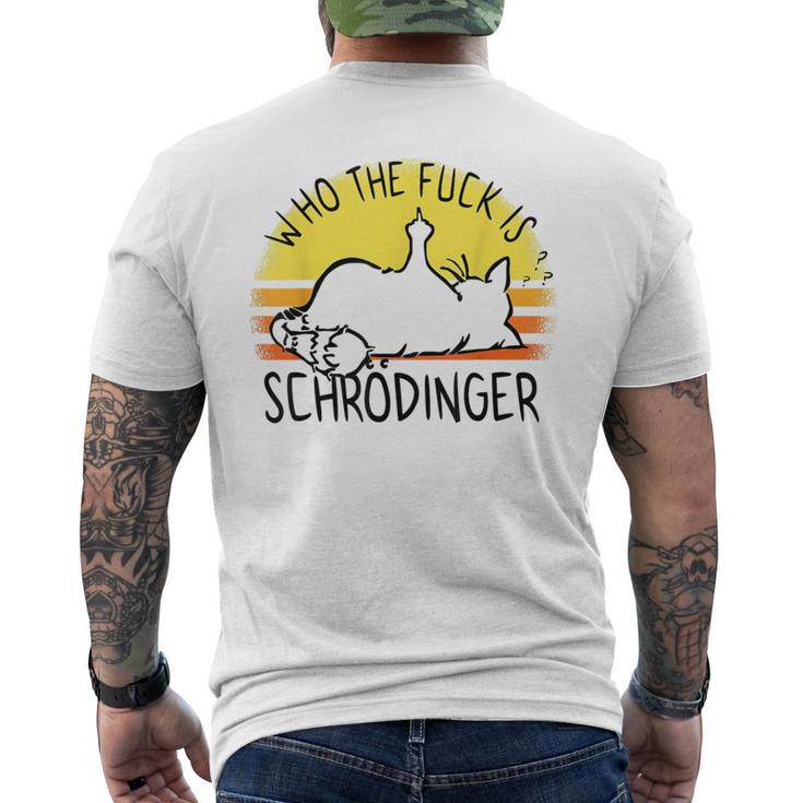 シュレディンガーの猫-シュレディンガーとは誰ですか？シュレディンガーの猫 メンズTシャツ バックプリント