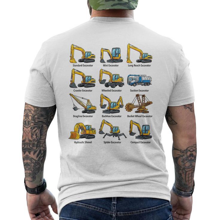 ショベルの種類重機設備表 メンズTシャツ バックプリント