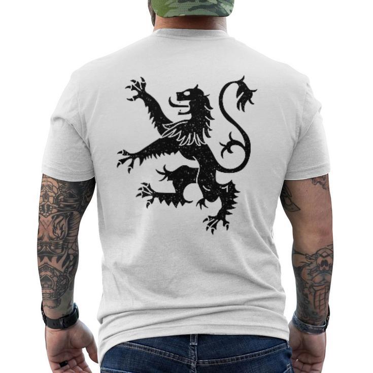 スコットランドライオンランパントシンボル ブラック メンズTシャツ バックプリント