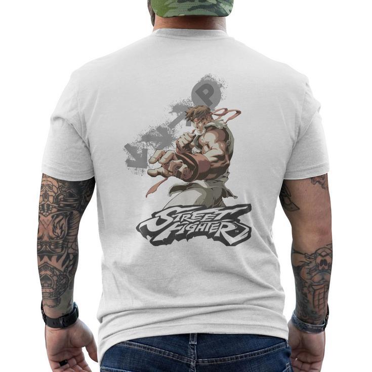 ストリートファイター リュウ ポートレート 火の玉 壮大な対決 ゲーマー メンズTシャツ バックプリント